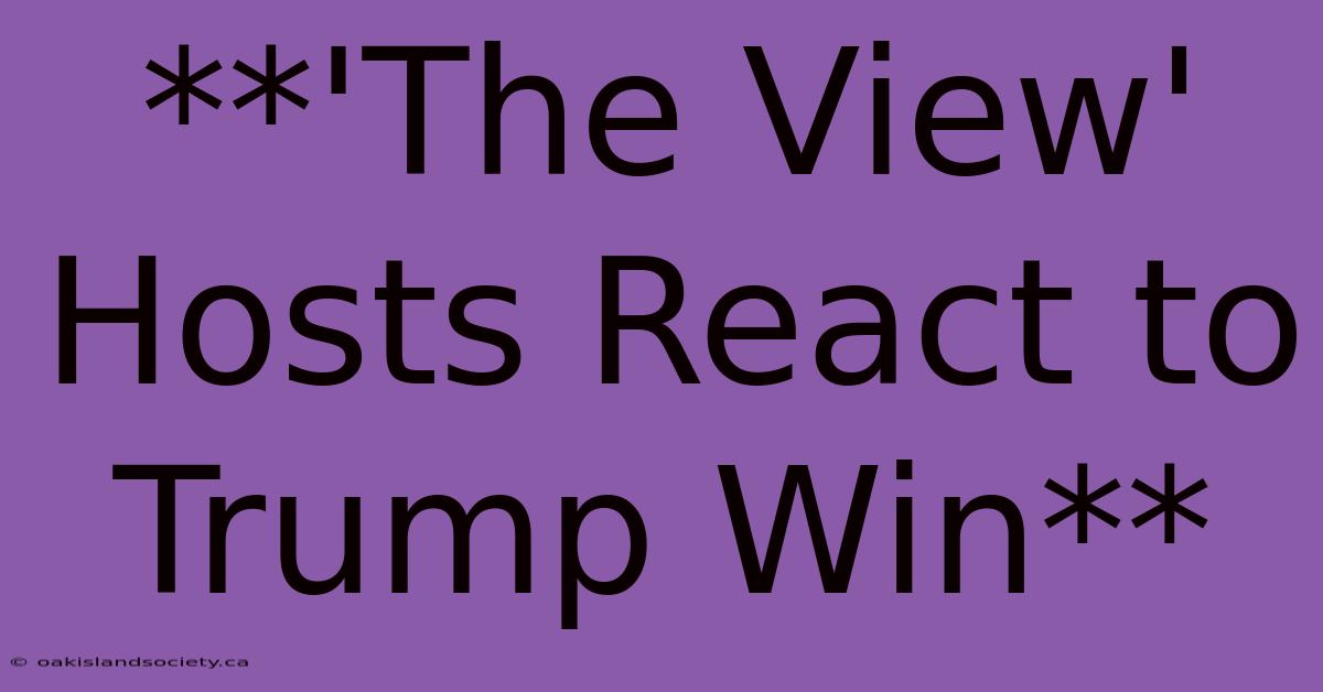 **'The View' Hosts React To Trump Win**