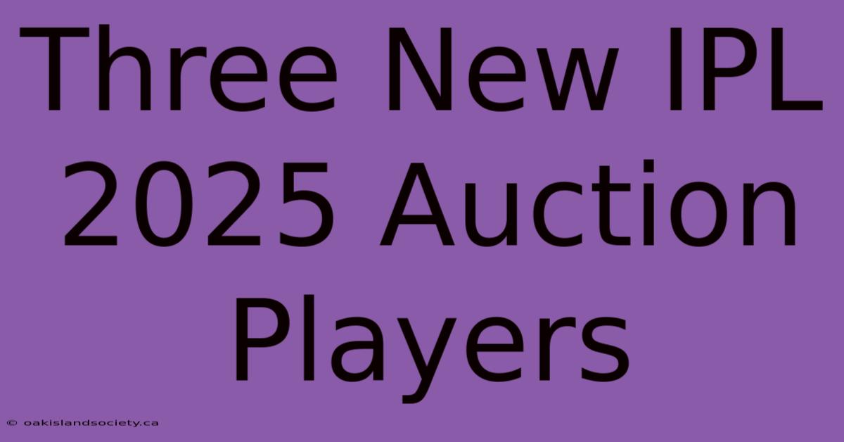 Three New IPL 2025 Auction Players