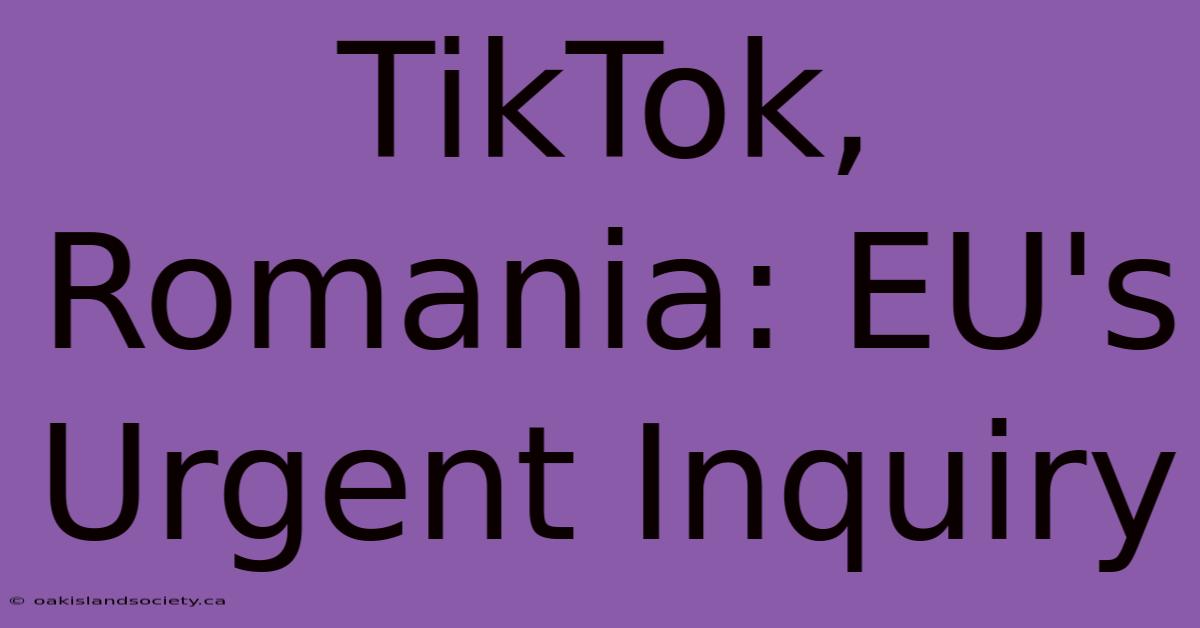 TikTok, Romania: EU's Urgent Inquiry