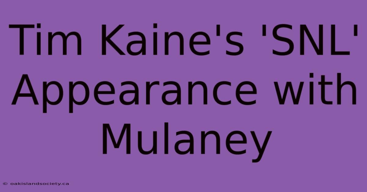 Tim Kaine's 'SNL' Appearance With Mulaney