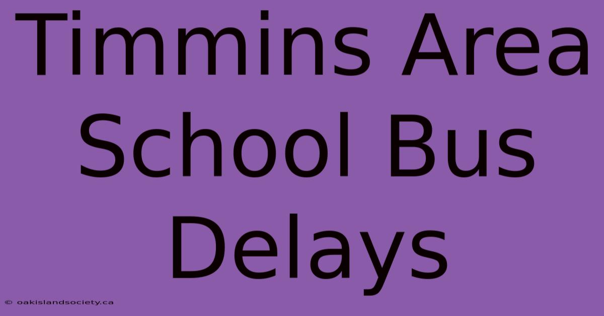 Timmins Area School Bus Delays