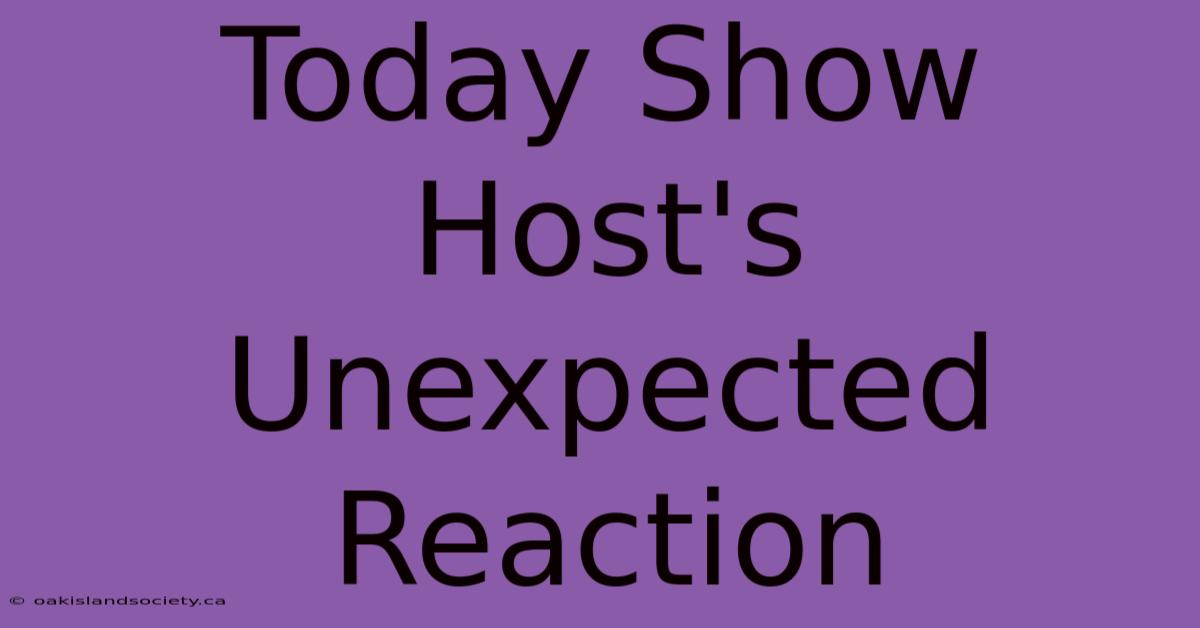 Today Show Host's Unexpected Reaction