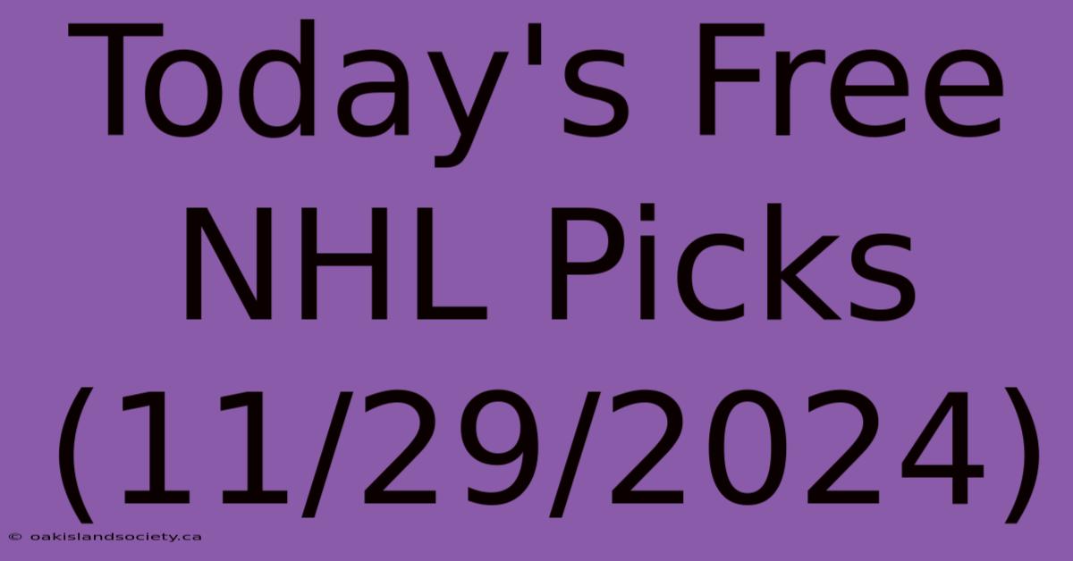 Today's Free NHL Picks (11/29/2024)