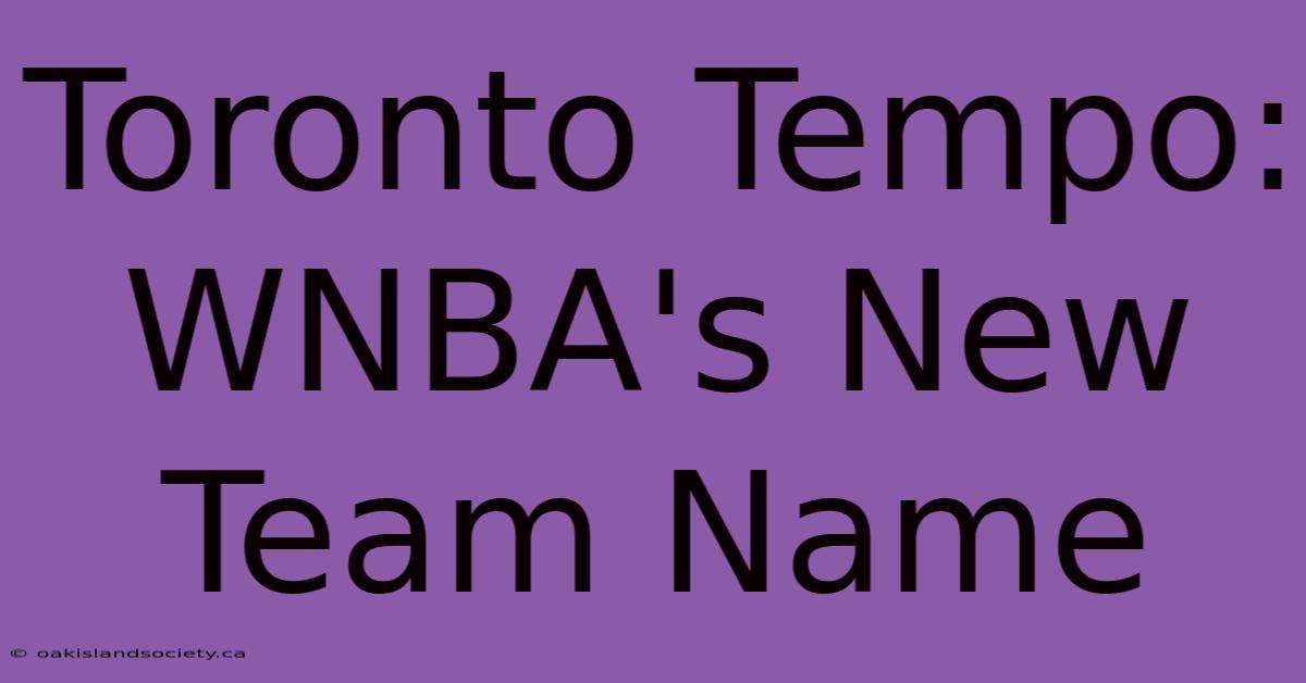 Toronto Tempo: WNBA's New Team Name