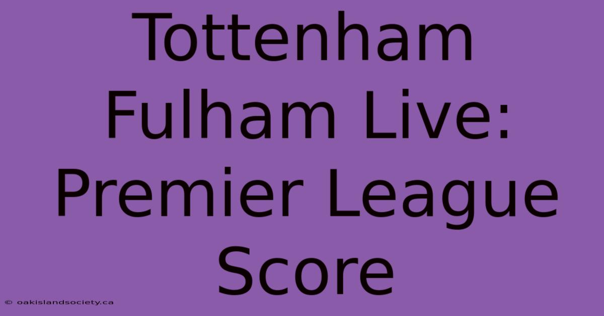 Tottenham Fulham Live: Premier League Score