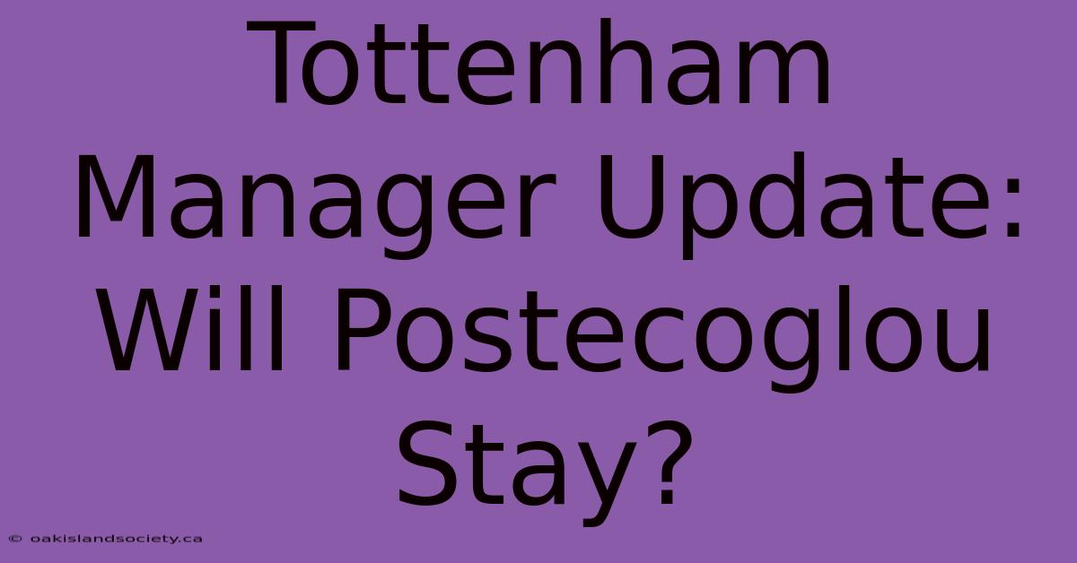 Tottenham Manager Update: Will Postecoglou Stay?