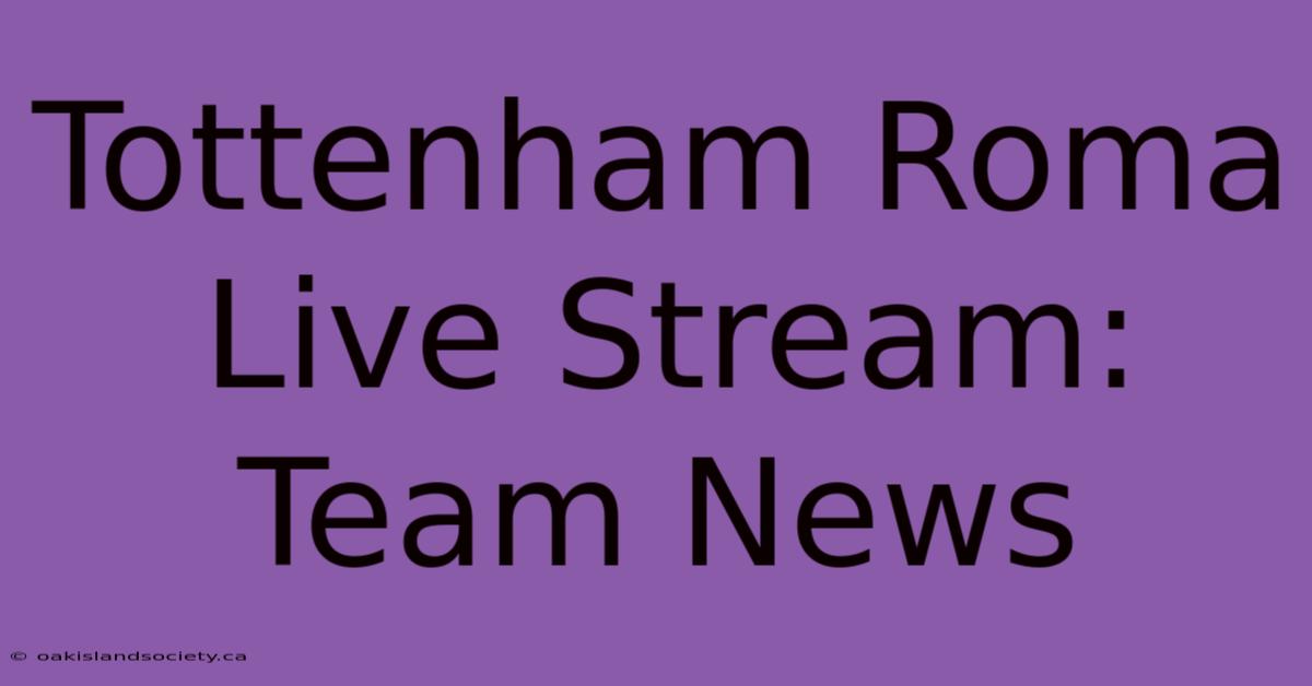 Tottenham Roma Live Stream: Team News