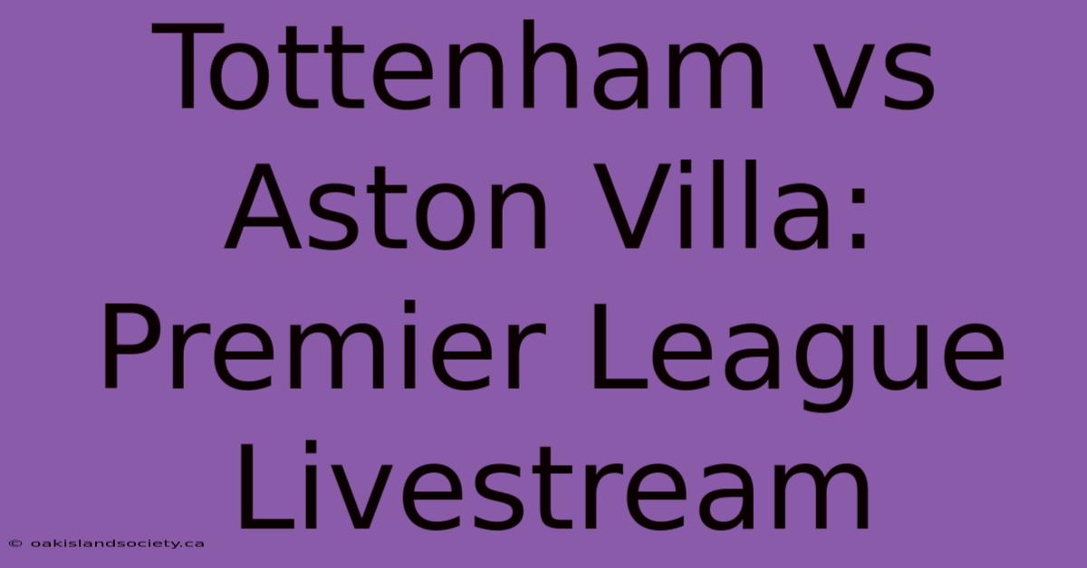 Tottenham Vs Aston Villa: Premier League Livestream