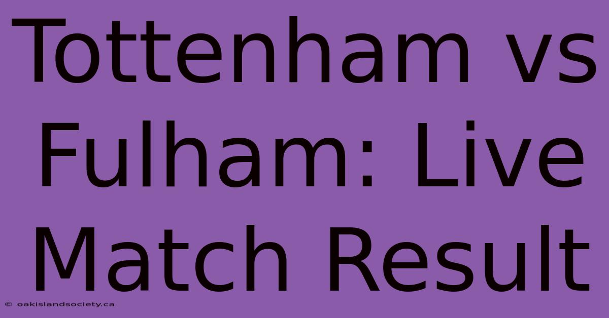 Tottenham Vs Fulham: Live Match Result