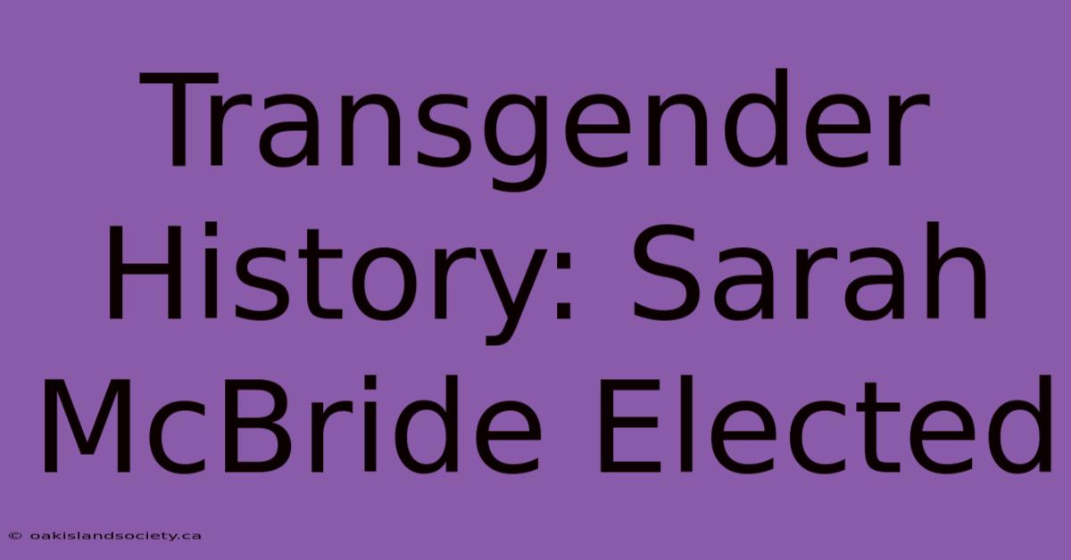 Transgender History: Sarah McBride Elected 