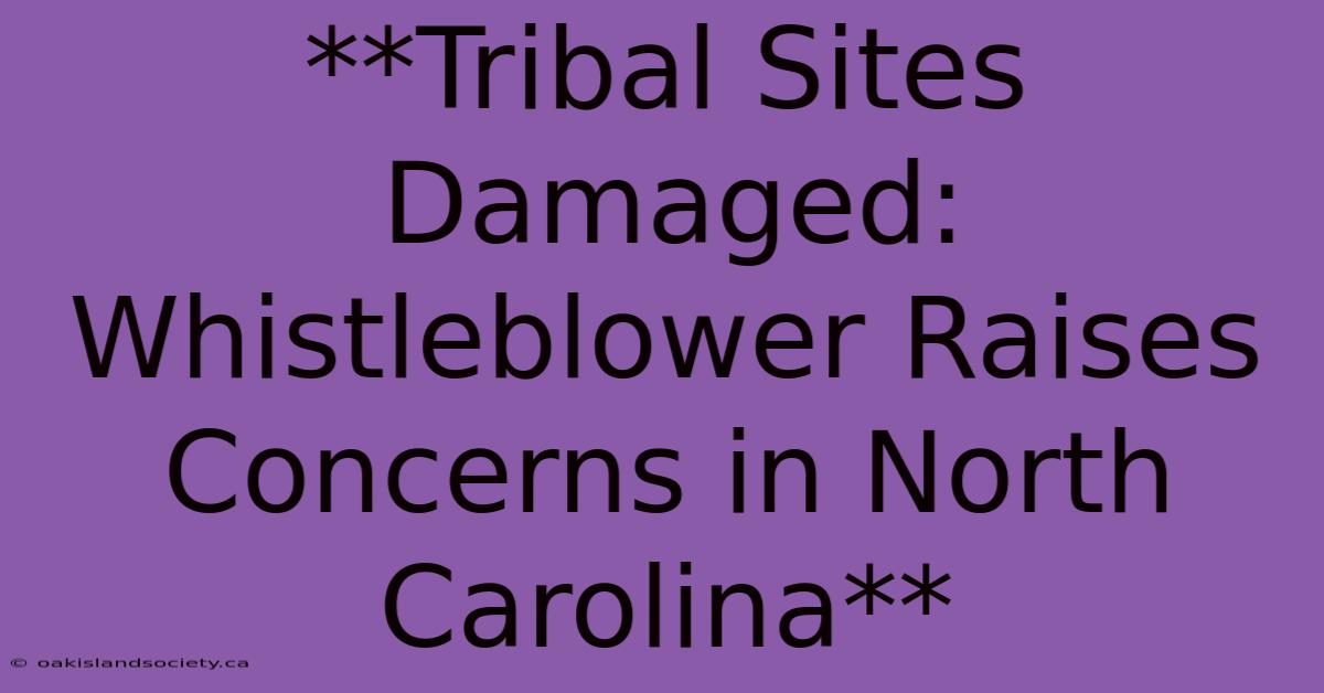 **Tribal Sites Damaged: Whistleblower Raises Concerns In North Carolina**