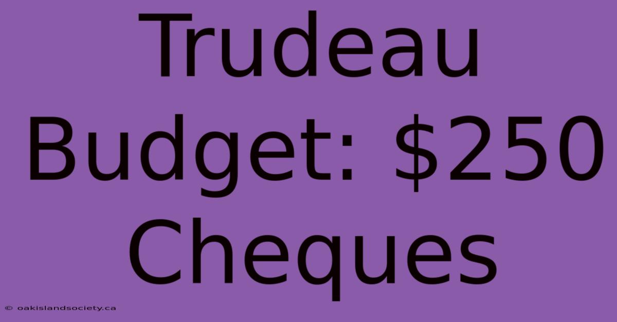 Trudeau Budget: $250 Cheques