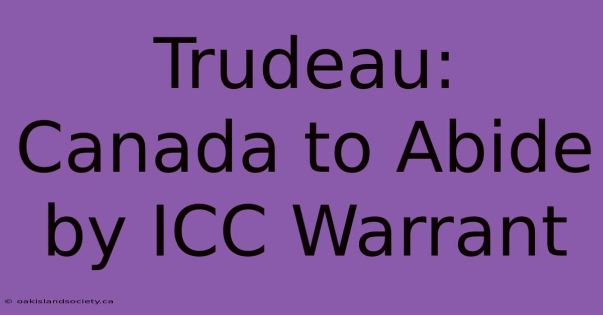 Trudeau: Canada To Abide By ICC Warrant