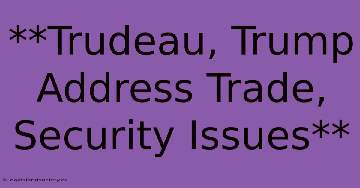 **Trudeau, Trump Address Trade, Security Issues** 