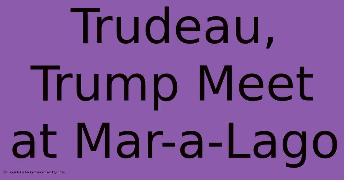 Trudeau, Trump Meet At Mar-a-Lago