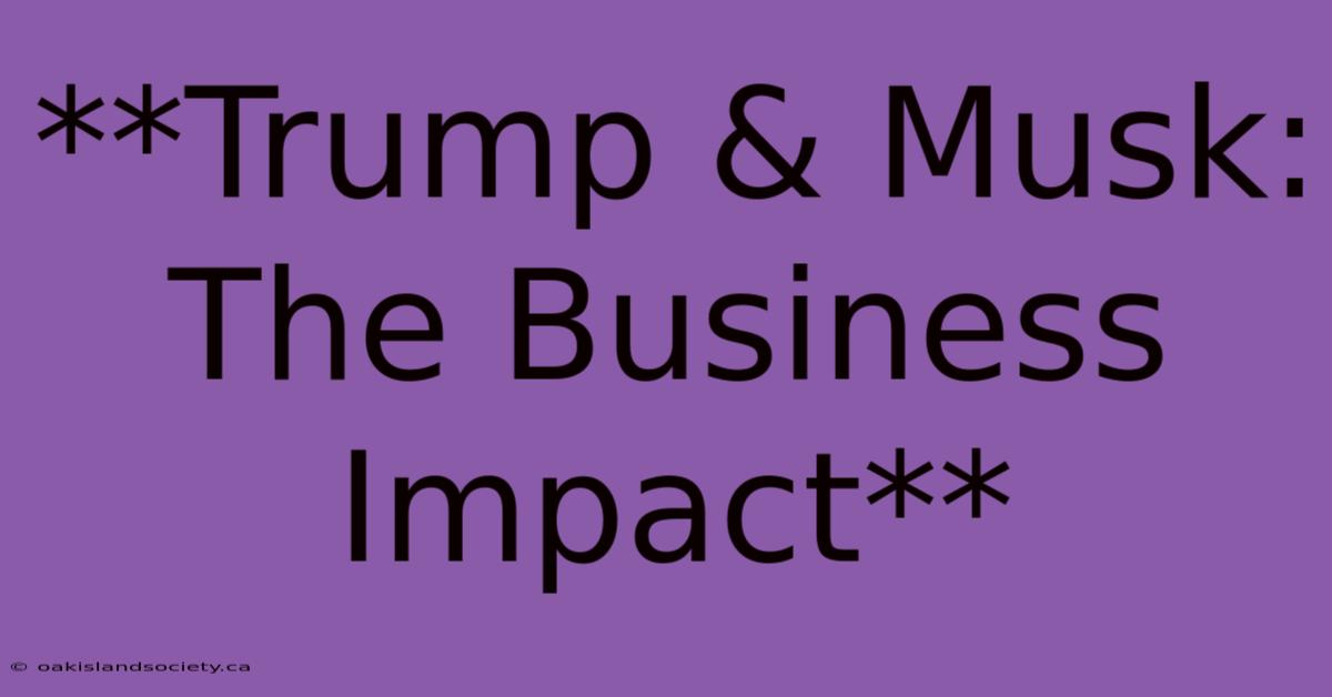 **Trump & Musk:  The Business Impact**