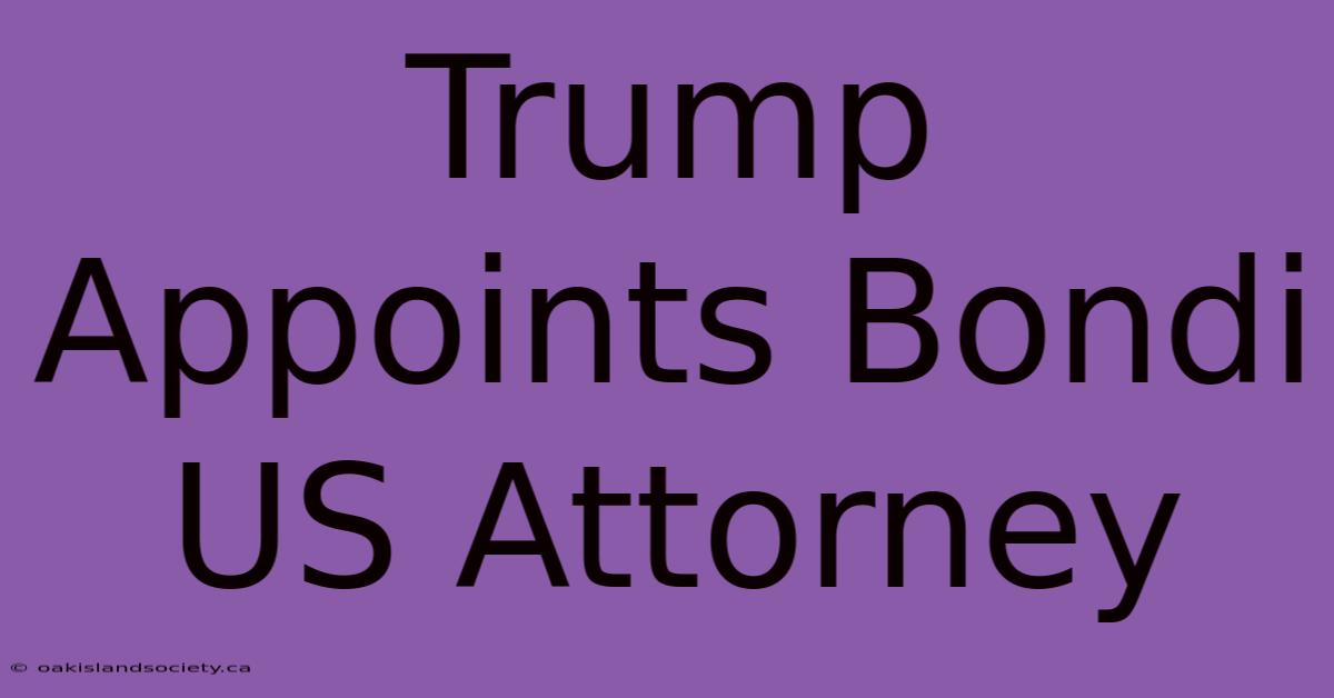 Trump Appoints Bondi US Attorney