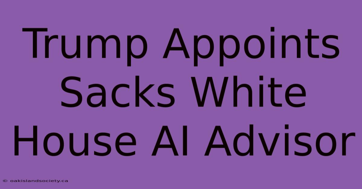 Trump Appoints Sacks White House AI Advisor