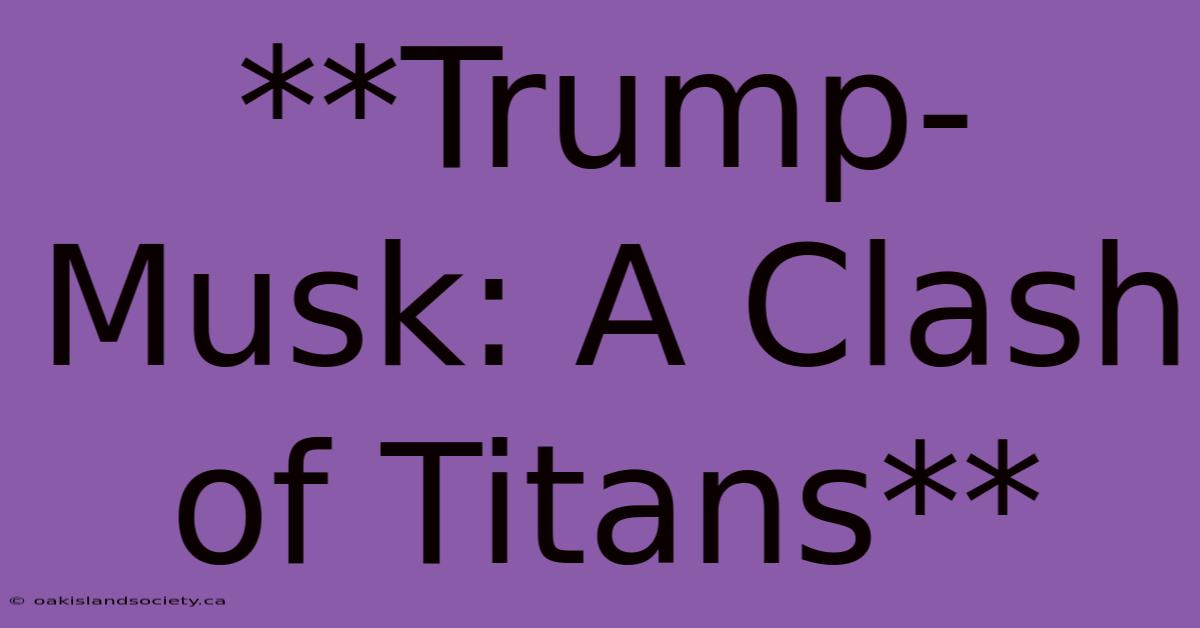 **Trump-Musk: A Clash Of Titans** 