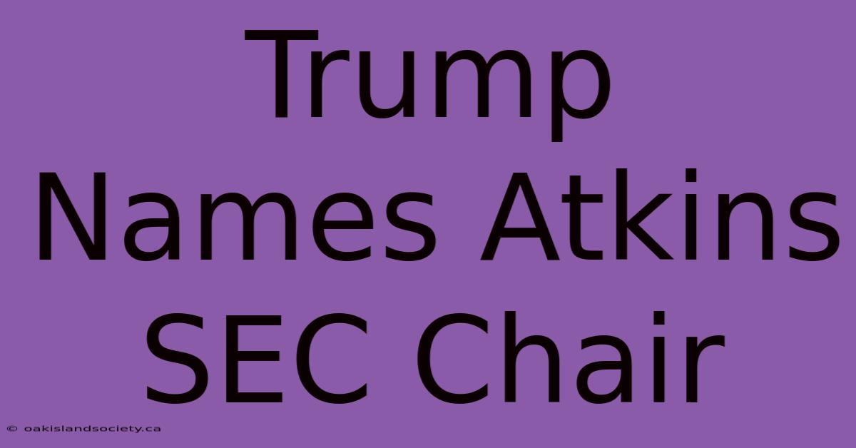 Trump Names Atkins SEC Chair