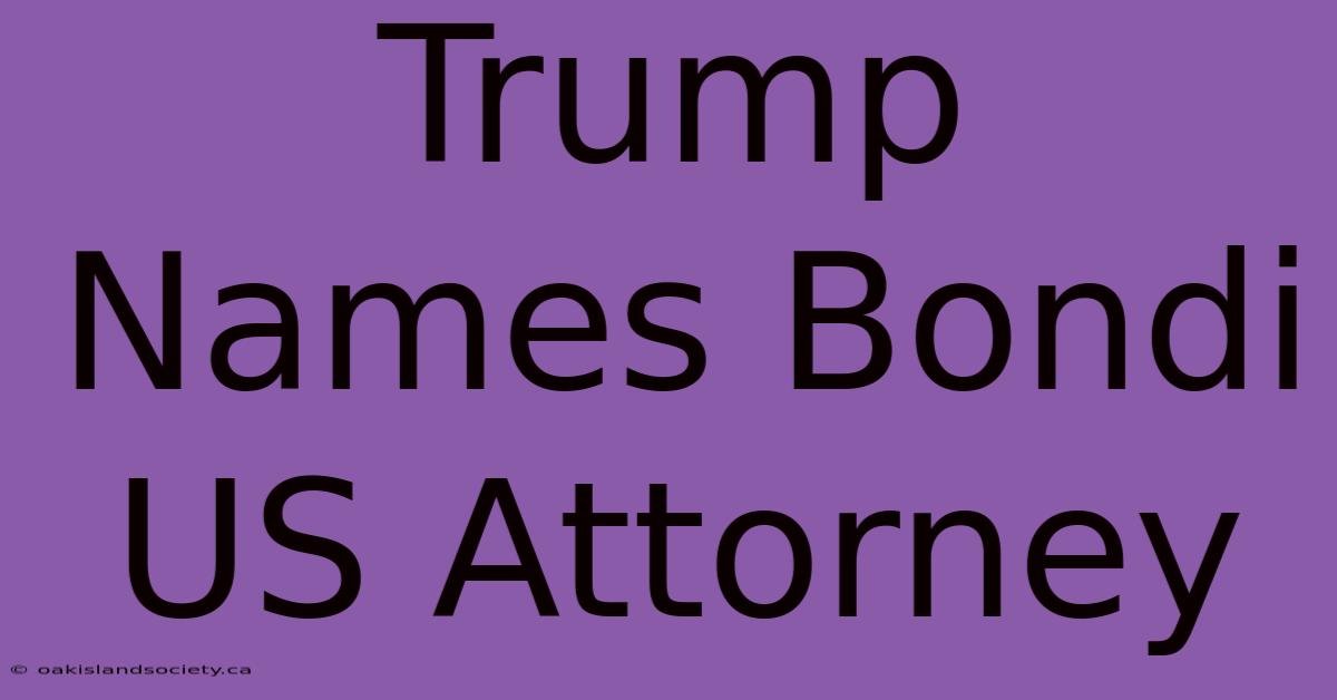 Trump Names Bondi US Attorney