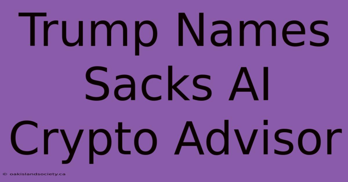 Trump Names Sacks AI Crypto Advisor