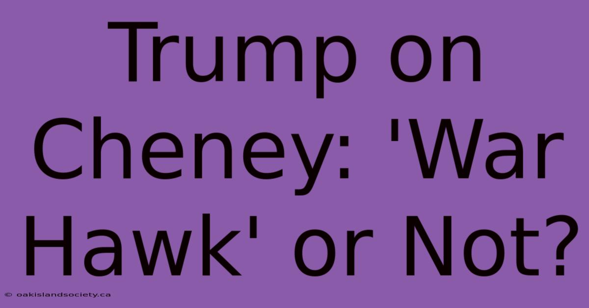 Trump On Cheney: 'War Hawk' Or Not? 