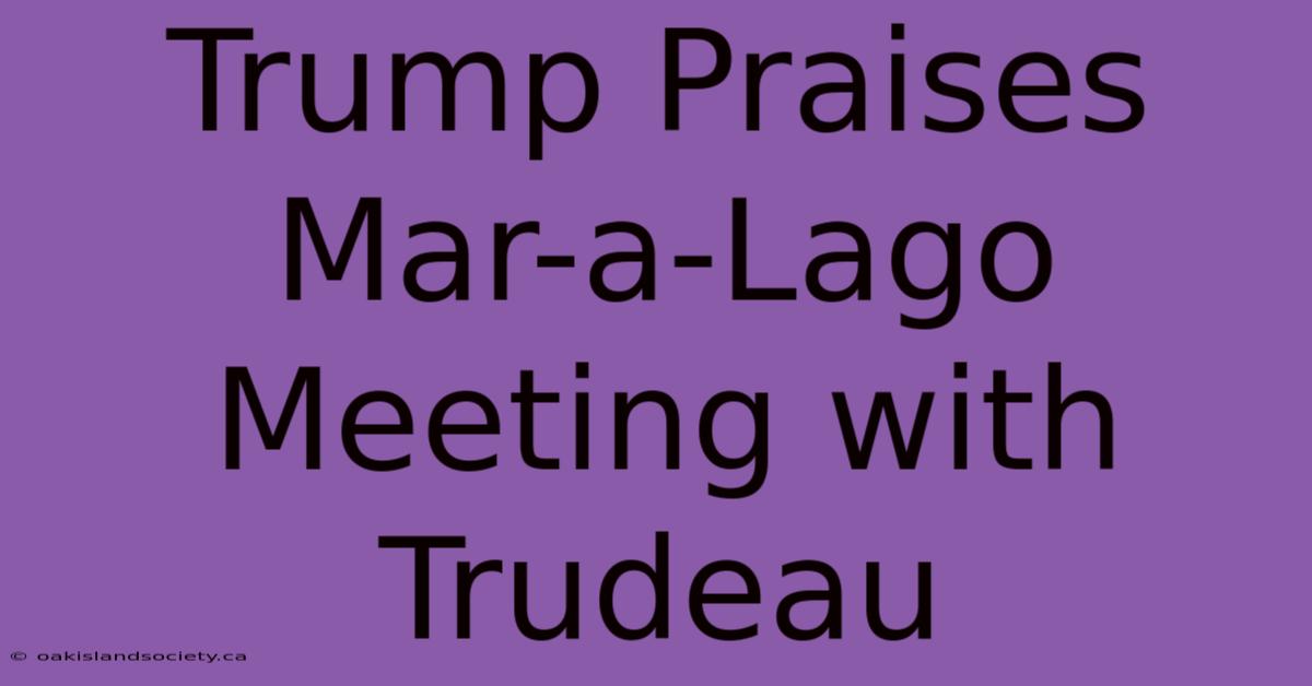 Trump Praises Mar-a-Lago Meeting With Trudeau