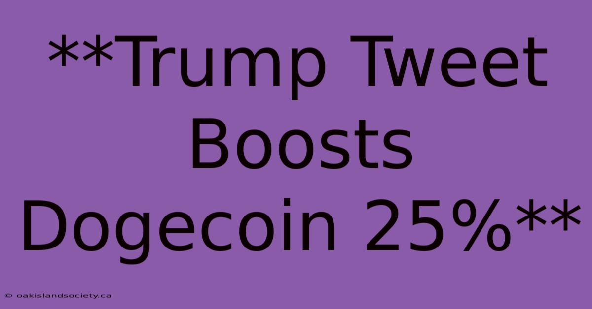 **Trump Tweet Boosts Dogecoin 25%** 