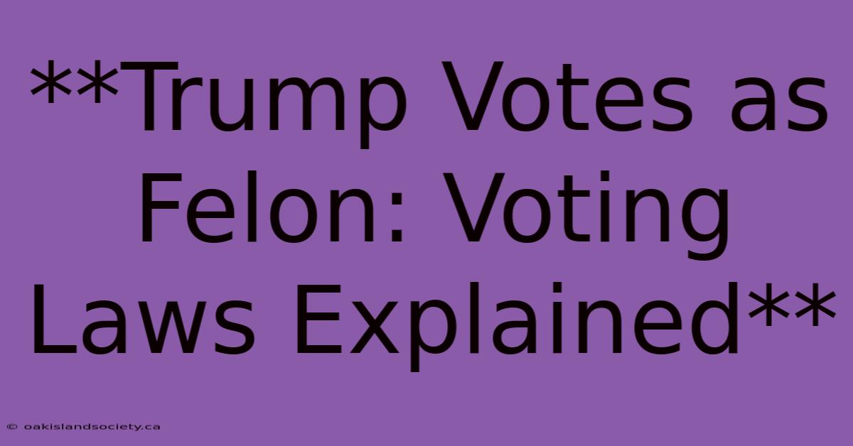 **Trump Votes As Felon: Voting Laws Explained** 