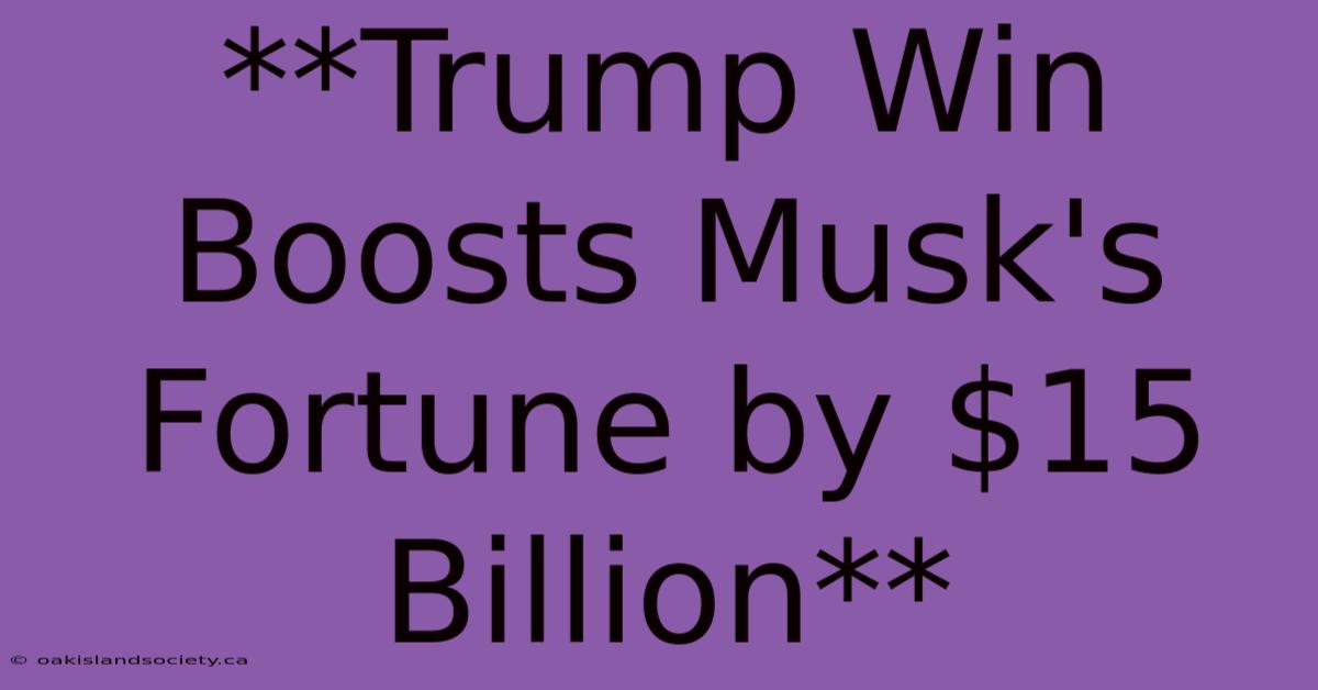 **Trump Win Boosts Musk's Fortune By $15 Billion**