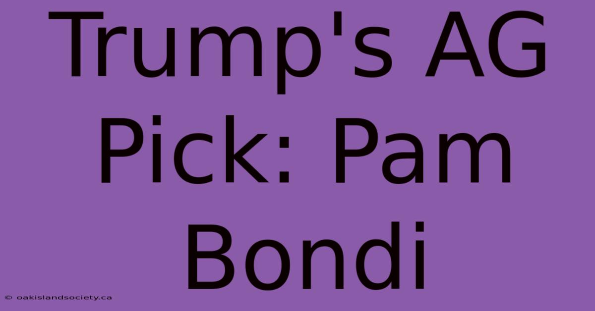 Trump's AG Pick: Pam Bondi