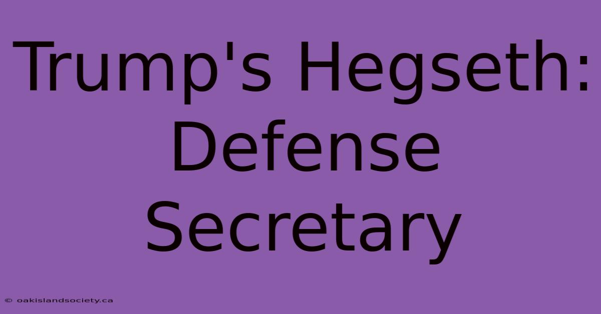 Trump's Hegseth: Defense Secretary