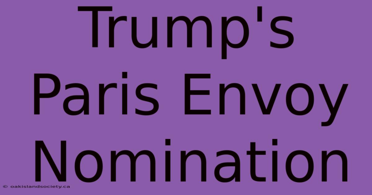 Trump's Paris Envoy Nomination