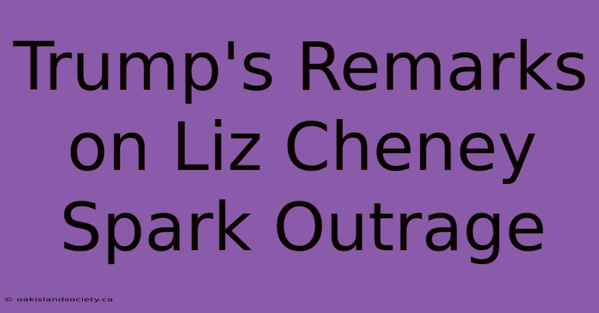 Trump's Remarks On Liz Cheney Spark Outrage