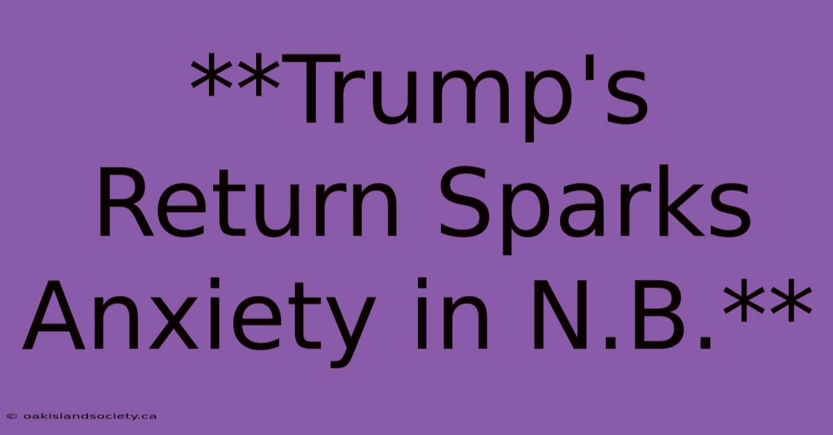 **Trump's Return Sparks Anxiety In N.B.**