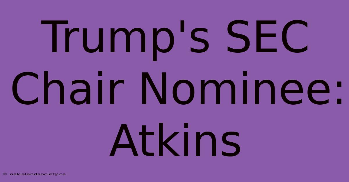 Trump's SEC Chair Nominee: Atkins