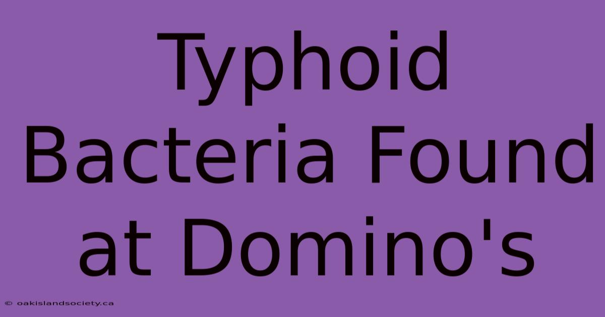 Typhoid Bacteria Found At Domino's