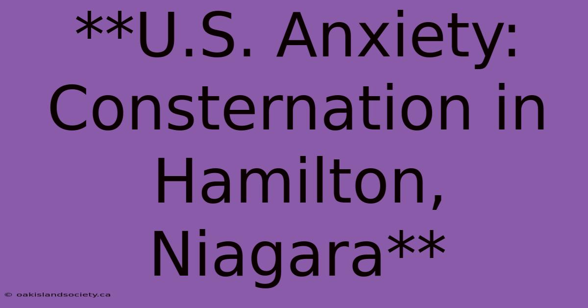 **U.S. Anxiety: Consternation In Hamilton, Niagara**