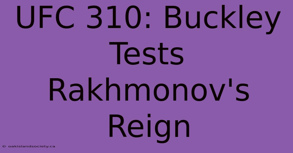 UFC 310: Buckley Tests Rakhmonov's Reign 