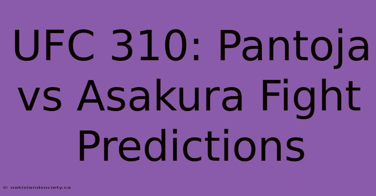 UFC 310: Pantoja Vs Asakura Fight Predictions