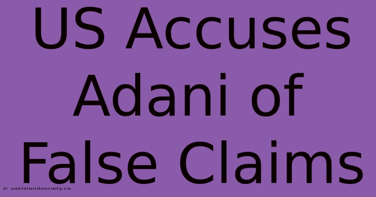 US Accuses Adani Of False Claims