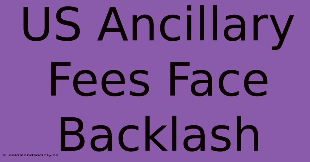 US Ancillary Fees Face Backlash