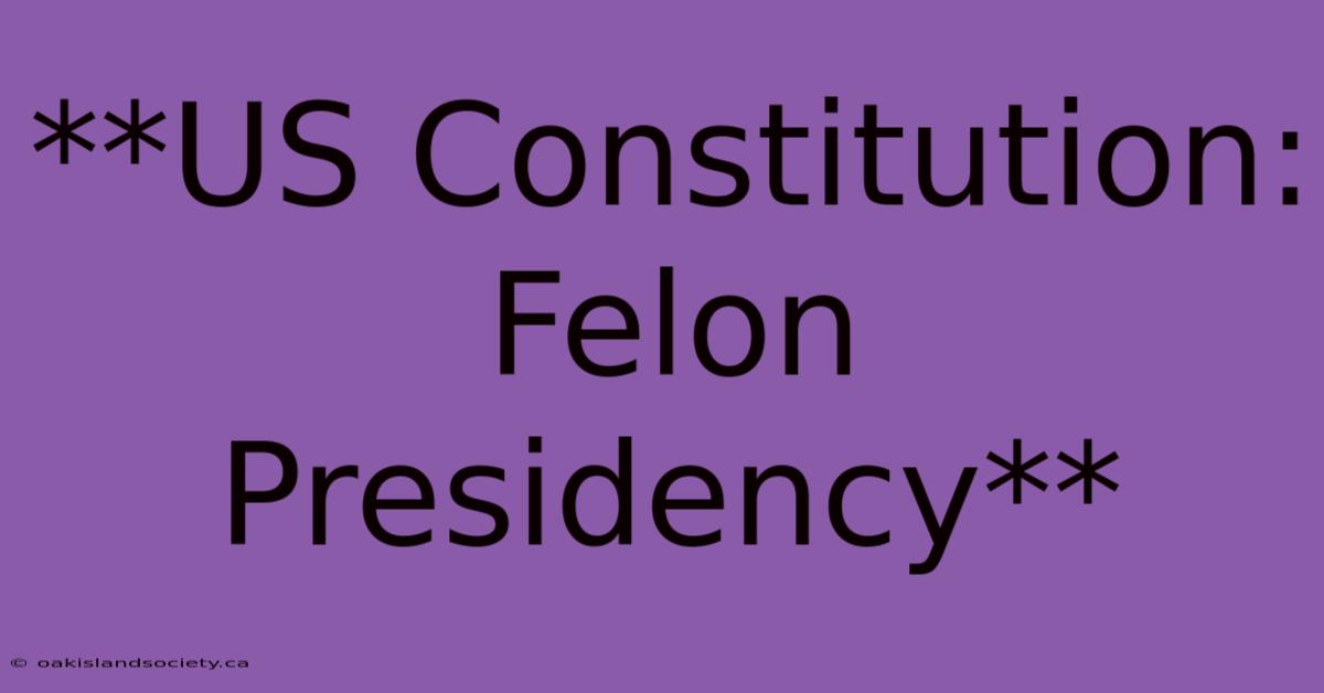 **US Constitution: Felon Presidency** 