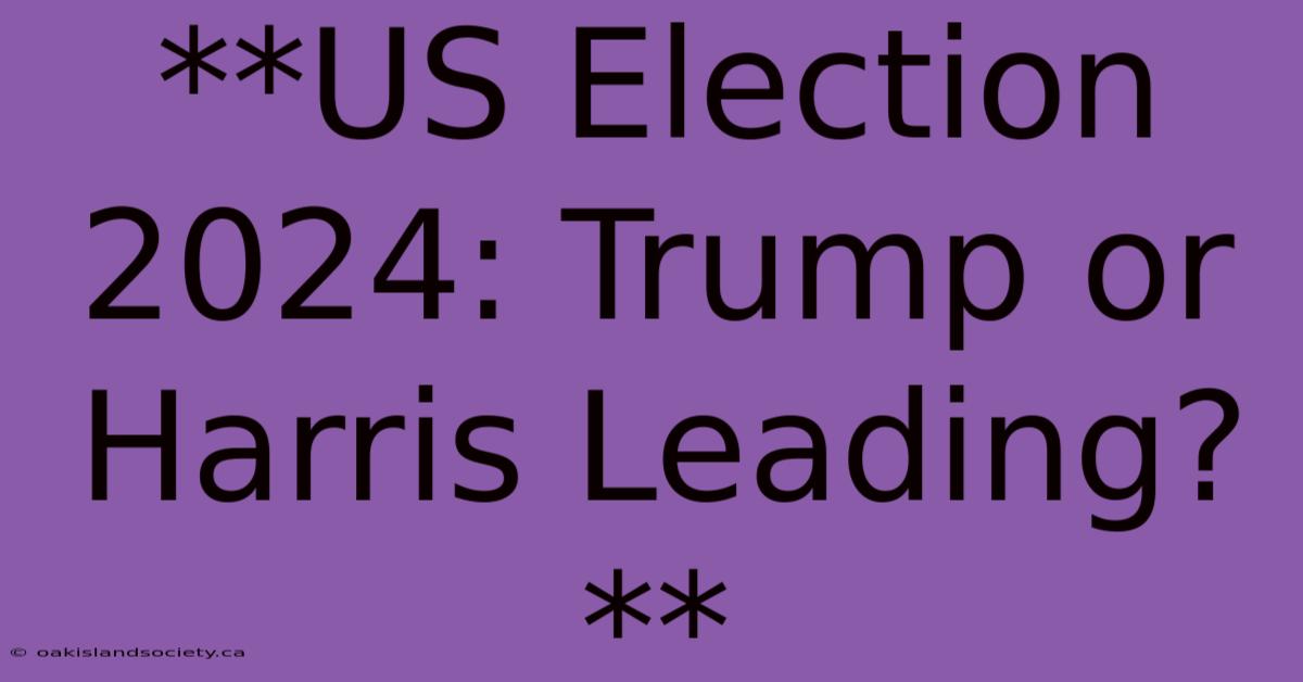 **US Election 2024: Trump Or Harris Leading?**