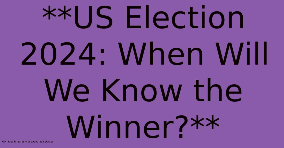 **US Election 2024: When Will We Know The Winner?**