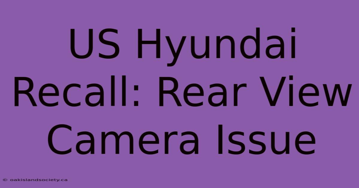 US Hyundai Recall: Rear View Camera Issue