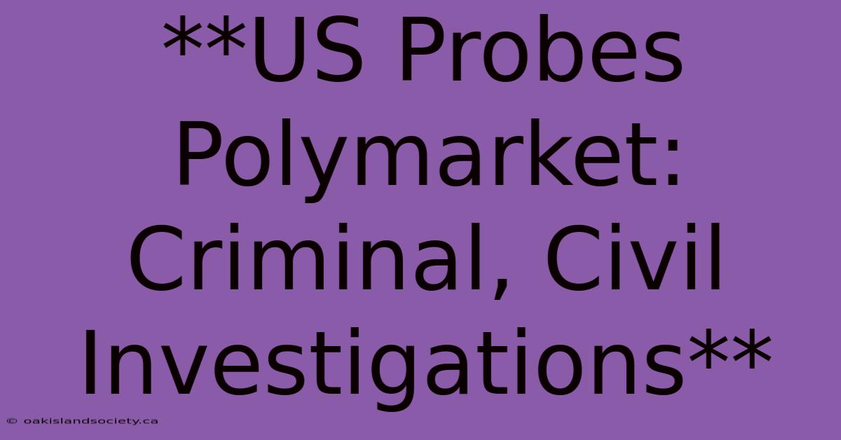 **US Probes Polymarket: Criminal, Civil Investigations**