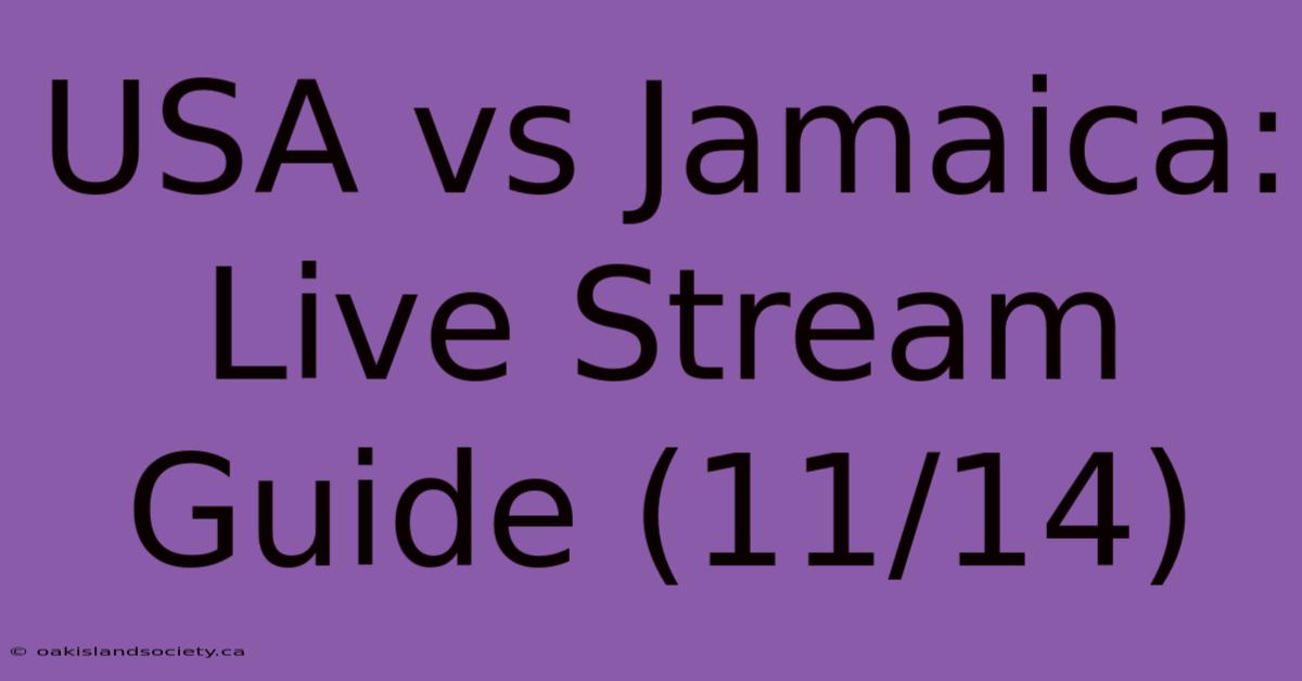 USA Vs Jamaica: Live Stream Guide (11/14) 