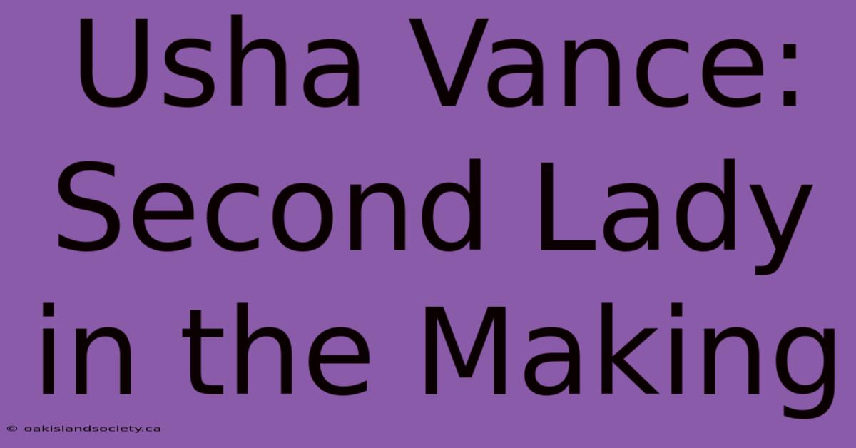 Usha Vance: Second Lady In The Making 